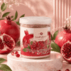 Toples serbuk kulit delima Almarwani Pomegranate Peel Powder قشر رمان yang sangat bermanfaat untuk menyehatkan lambung, mengatasi diare, dan dapat dijadikan masker alami untuk melawan jerawat serta penuaan dini kulit.