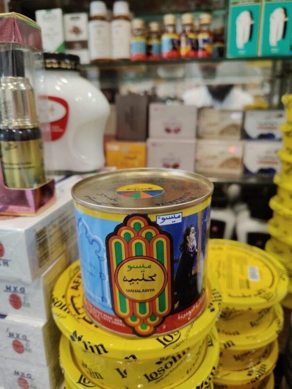 Kemasan kaleng vintage Meso Mahalabiya ميسو محلبية bedak wangi tradisional Arab