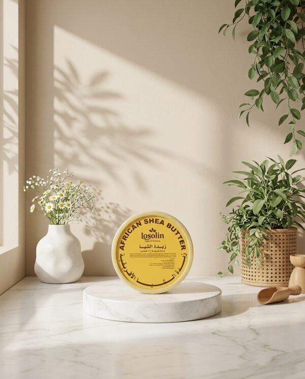Kemasan jar kuning Losolin African Shea Butter 250g زبدة الشيا الأفريقية pelembap alami kulit dan rambut